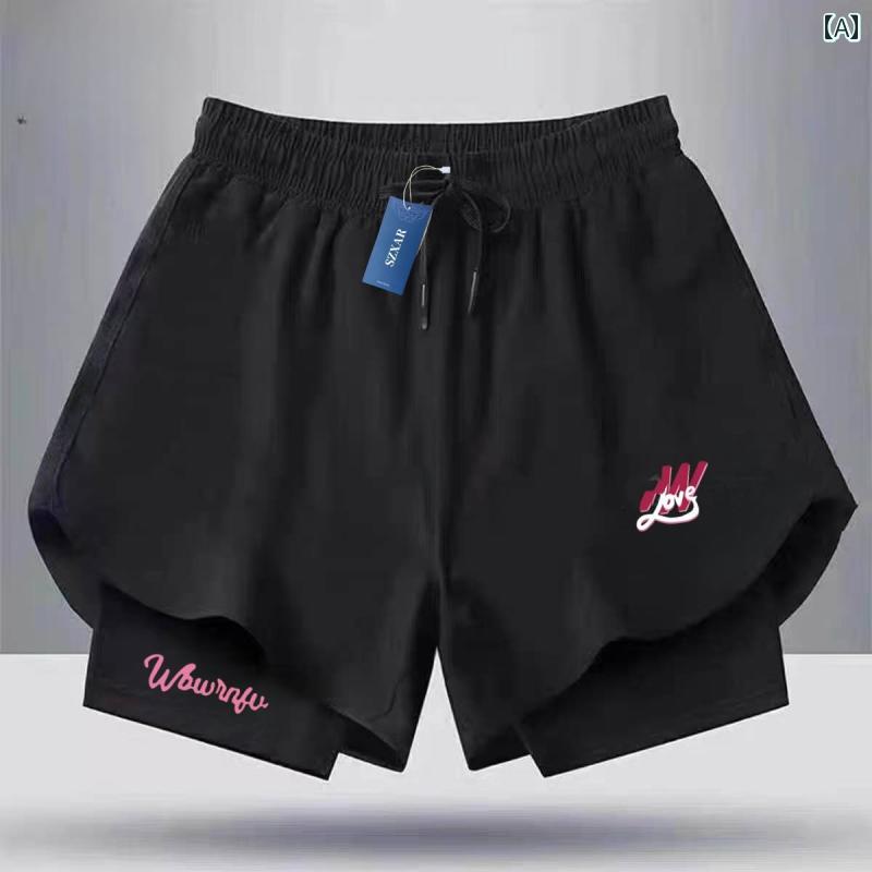 フィットネス スポーツ ショーツ SZXARBALL 陸上 競技 トレーニング ランニング 速 乾 パンツ フィットネス スポーツ ショーツ フェイク ツーピース 裏地 付き 露出 防止 ショーツ