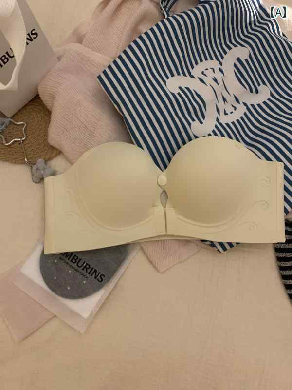 チューブ トップ 小さな 胸を 持つ 女性の ための 滑り止め ストラップレスブラ、 プッシュアップと 拡..