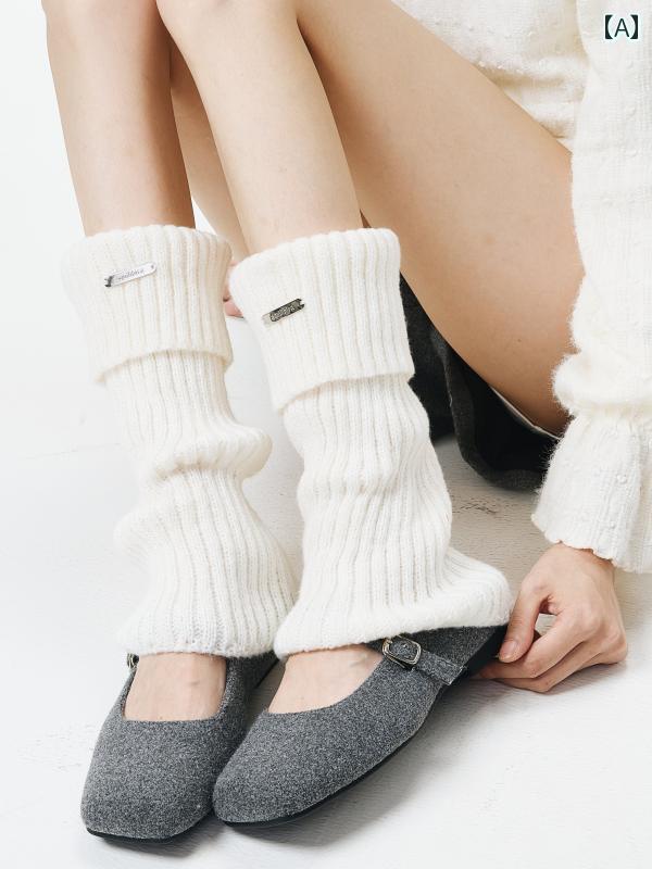 レッグカバー レディース 女性用 ソックス、 Y 2 K ホット ガール サブカルチャー ニット、 暖かい カフ レッグカバー、 秋 冬 ロング チューブ JK カーフ パイルソックス