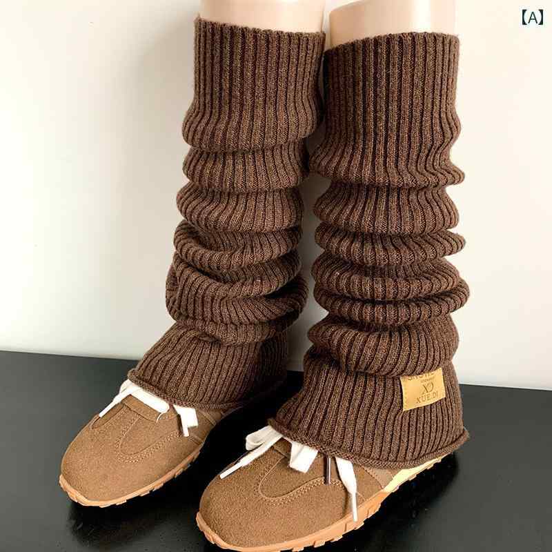 レッグカバー レディース 秋 冬用 レディース用 マイ ラード コーヒー 色 ウール ニット ソックス、 Y 2 K オーバーニー ウォーム パイルソックス、 カーキ レッグウォーマー