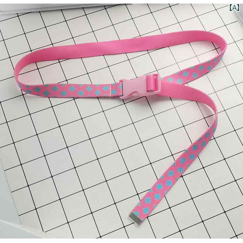 子供用 ベルト プリント ピンク キャンバス 女の子用 調節 可能 便利 バックル ベルト 漫画 柄 学生用 ..