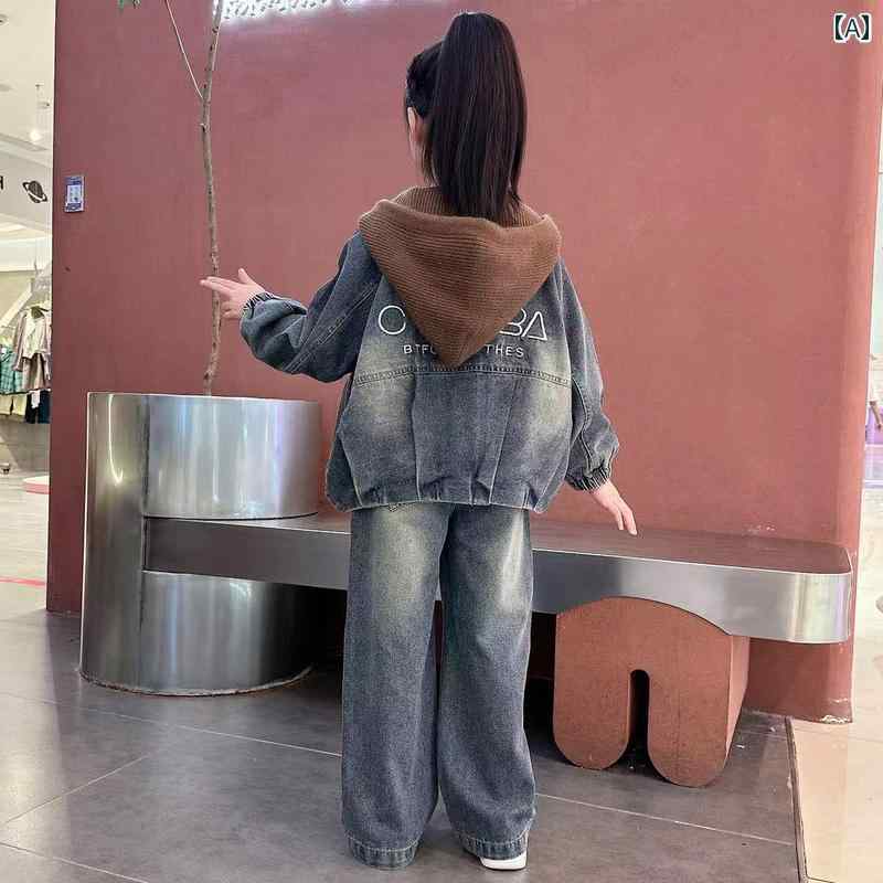 子供用 デニムシャツ 女の子の 春の デニムジャケット 2025 新しい スタイリッシュな ジーンズ スーツ ..