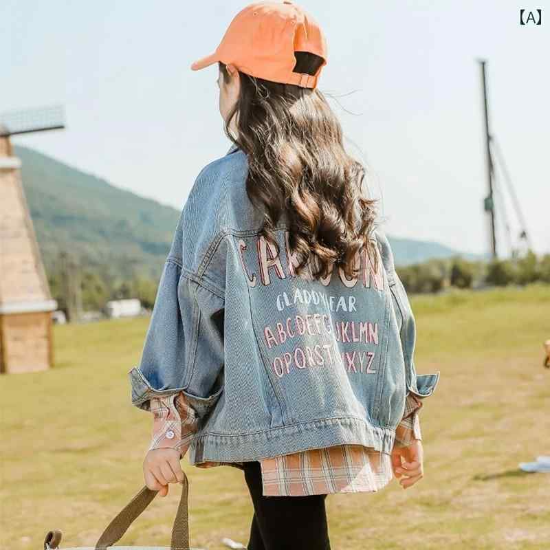 子供用 デニムシャツ 女の子の デニムジャケット 春と 秋 2025 新しい スタイルの 子供の 春の 服 子供..