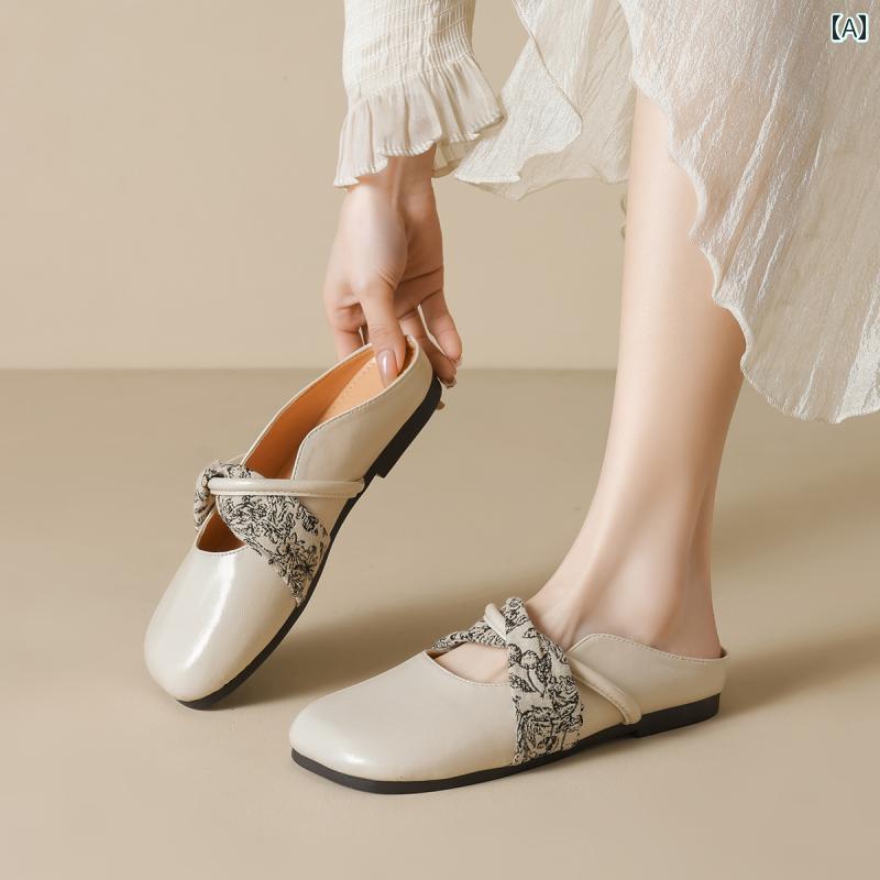 レディース ハーフ スリッパ レディース 包 頭 ハーフ スリッパ サンダル、 アウター、 スカート 付き..