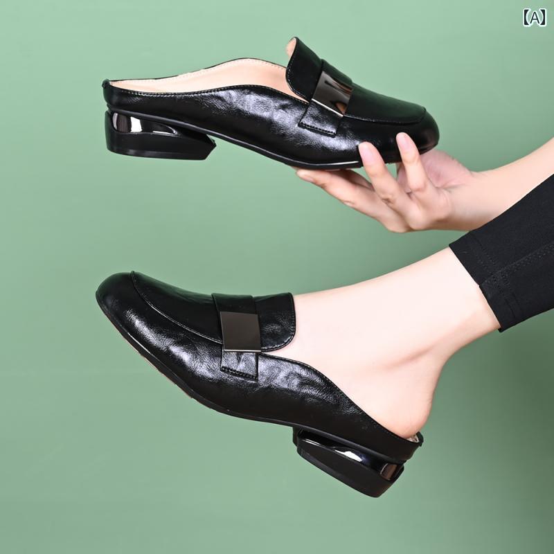 レディース ハーフ スリッパ 包 頭 ハーフ スリッパ 女性用 2025年 新作 夏 レディースシューズ アウトドア用 ファッショナブルな ミドル ヒールシューズ 夏 ミュラー サンダル