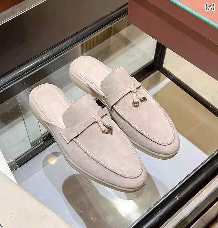 レディース ハーフ スリッパ 純粋な オリジナル イタリアの 春と 夏の 怠 惰な レジャー クロージャー ハーフ スリッパ レディース本 革 フラット ミュール サンダル LP シューズ