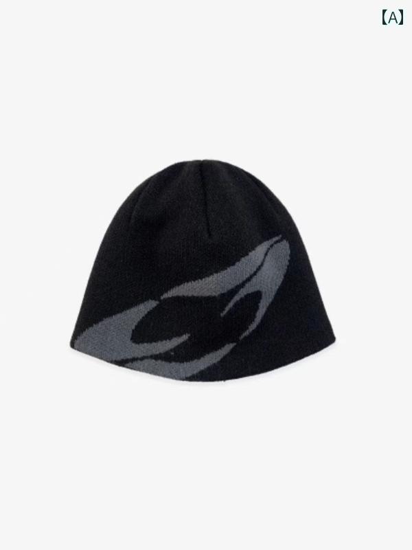 帽子 メンズ 防寒 秋 冬用 グレー ルズ 暖かい 3 色 プリント ニットビーニー ニッチ プリント オール マッチ 男女 兼用 アウトドア ヘッド キャップ