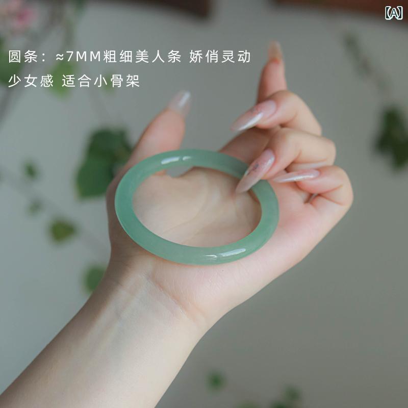 ブレスレット レディース クラシック 天然 アベンチュリン ブレスレット グリーン クリア ヤング スタイル 薄型 ラウンド ブレスレット レディース アイス ...