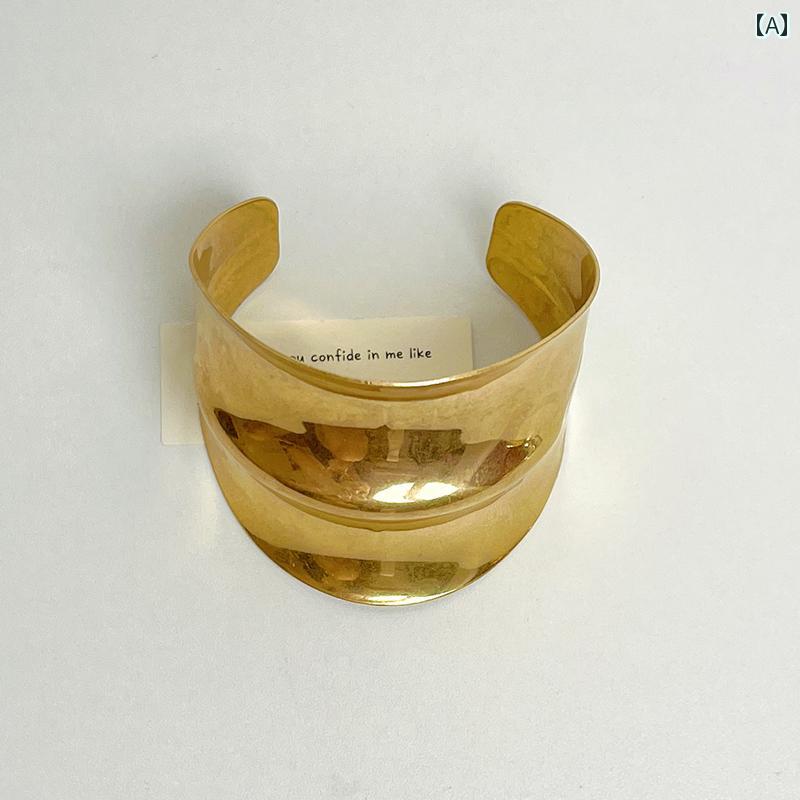 ブレスレット レディース クラシック フランスの レトロな 高級 不規則な 凹凸の 幅広 オープン カップ..