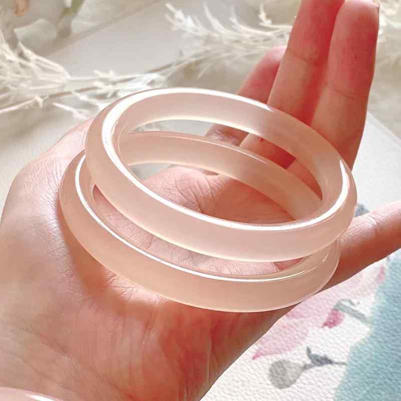 ブレスレット レディース クラシック グレープフルーツ ピンクの 美 白 天然 翡翠 ブレスレット レンコン パウダー 丸 棒 アフガニスタン 翡翠 ブレスレット 本物の 翡翠 福祉 学生 四季 オール マッチ スタイル