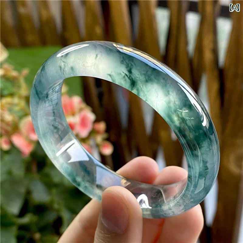 ブレスレット レディース クラシック 氷 翡翠と 花が 浮かぶ、 ビルマの 古い 坑、 丸い 指輪、 女性用..