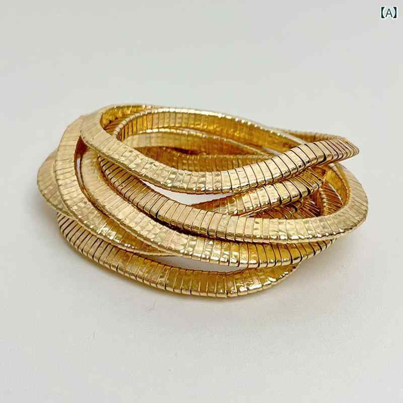 ブレスレット レディース クラシック デザイナー 軽量 高級 レトロ 多層 金属 スタッキング 弾性 ブレ..