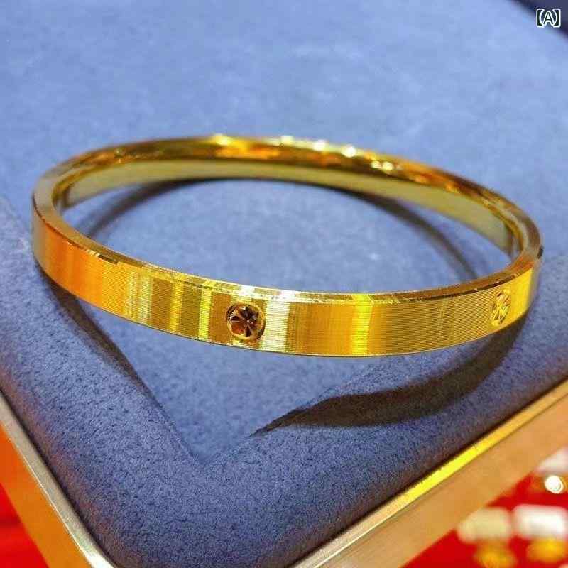 ブレスレット レディース クラシック ダイヤモンド パターン ブレスレット ブレスレット ファッショナブルで シンプルな 本物の 砂金 シミュレーション ウェデ...