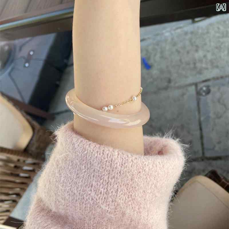 ブレスレット レディース クラシック 天然 玉 髄 ブレスレット高 氷 蓮 ピンク 白 月光 和田 翡翠 平型 交換 ライチゼリー 馬 材 ストレート サークル...