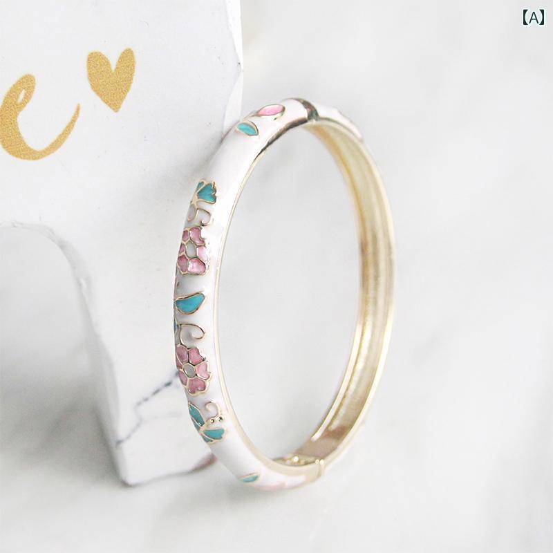 ブレスレット レディース クラシック 紫 禁 城、 北京 彫刻 花 七宝、 国家 トレンド ブレスレット リ..