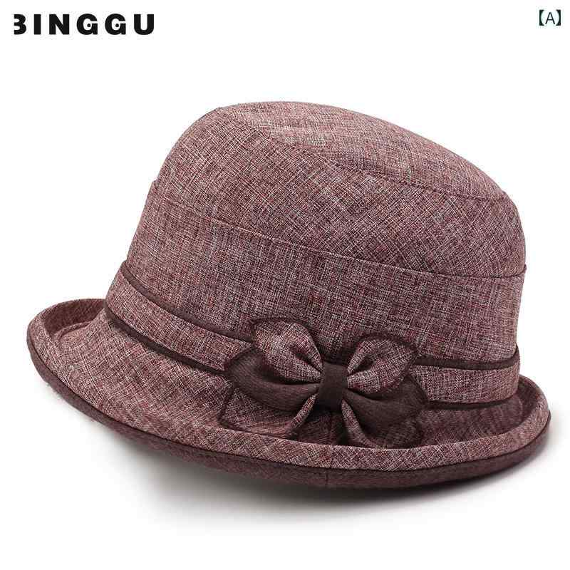 女性用 帽子 秋 冬 母の 帽子、 女性の 春と 秋の カジュアルな 漁師の 帽子、 新しい 中年および 高齢者のお ばあちゃんと おばさんの 春と 夏の 日よけ 布 盆地 帽子