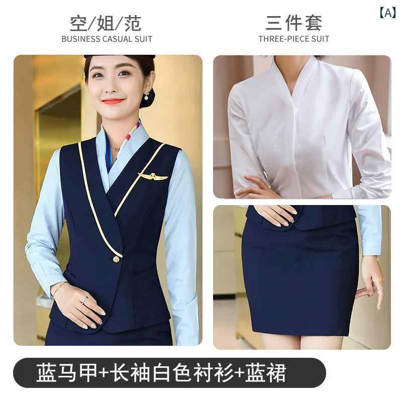 美容院 美容 師 作業 服 女性 プロフェッショナルな 女性の スーツ、 高級 中国 南方 航空の スチュワ..