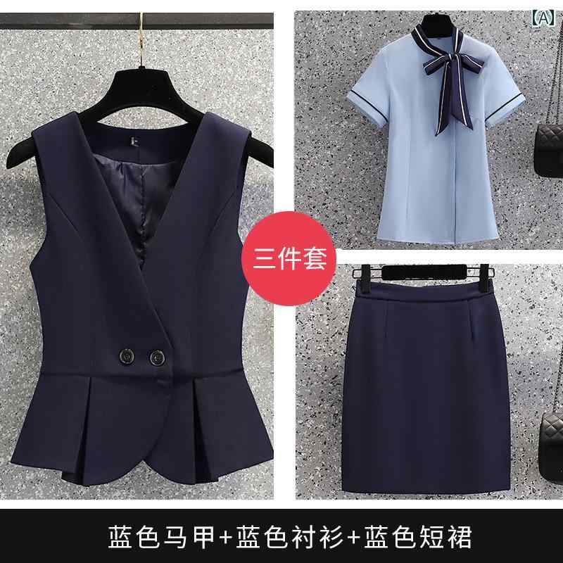 美容院 美容 師 作業 服 女性 女性用 プロフェッショナル スーツ 秋 冬 ファッション 気質 スチュワーデス 制服 作業 服 美容 師 ホテル フロント デスク 作業 服 スカート