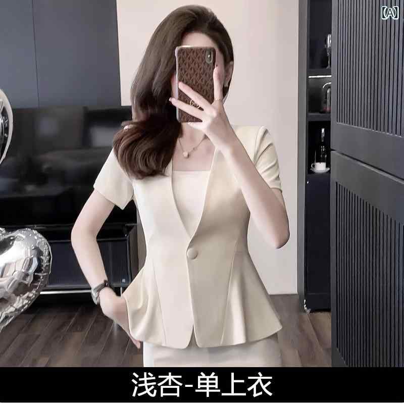 美容院 美容 師 作業 服 女性 美容 室 作業 服 半袖 スーツ スーツ 女性 2025 新しい 夏 ホテル フロント デスク マネージャー 作業 服 ユニフォーム 薄手