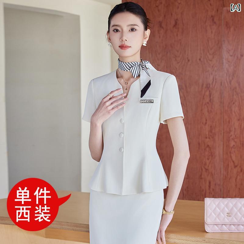 美容院 美容 師 作業 服 レディース 夏の 女性の 高級 スーツ、 痩せた スタイルの 気質の 女神 スタイ..