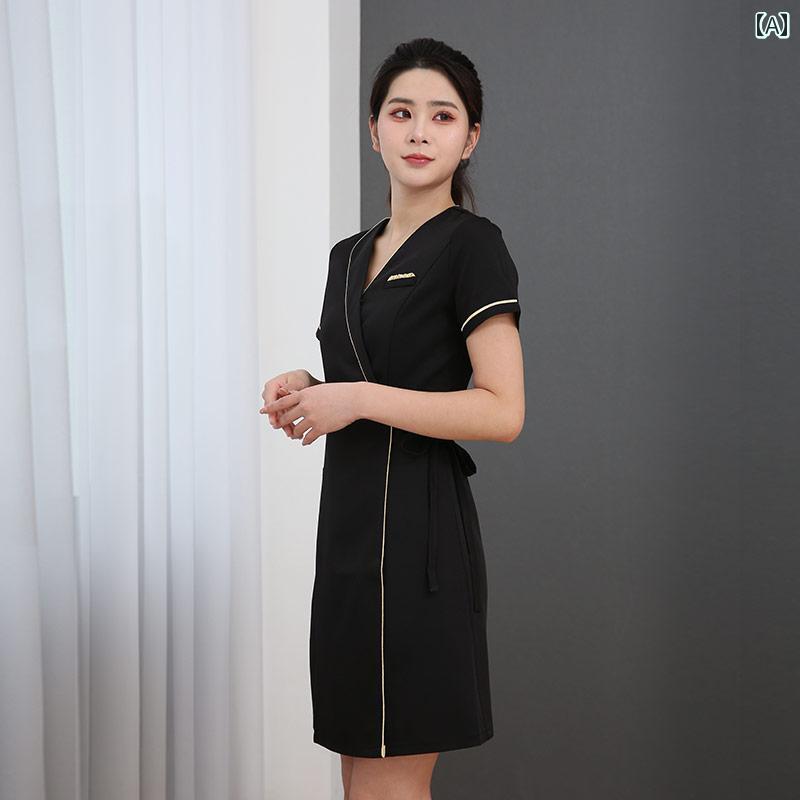 美容院 美容 師 作業 服 レディース 秋 冬 新作 美容 師 女性 高級 作業 服 美容 室 技術者 ファッショ..