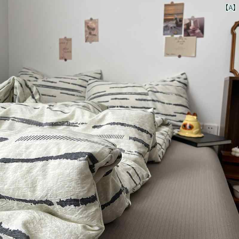 ベッド シーツ キルトカバー 掛け布団 カバー シングル ピース 150 x 200 x 230 cm シングル ダブル キルトカバー 枕 カバー 学生 寮 ウォッシュ コットン キルト シート 180 x 220