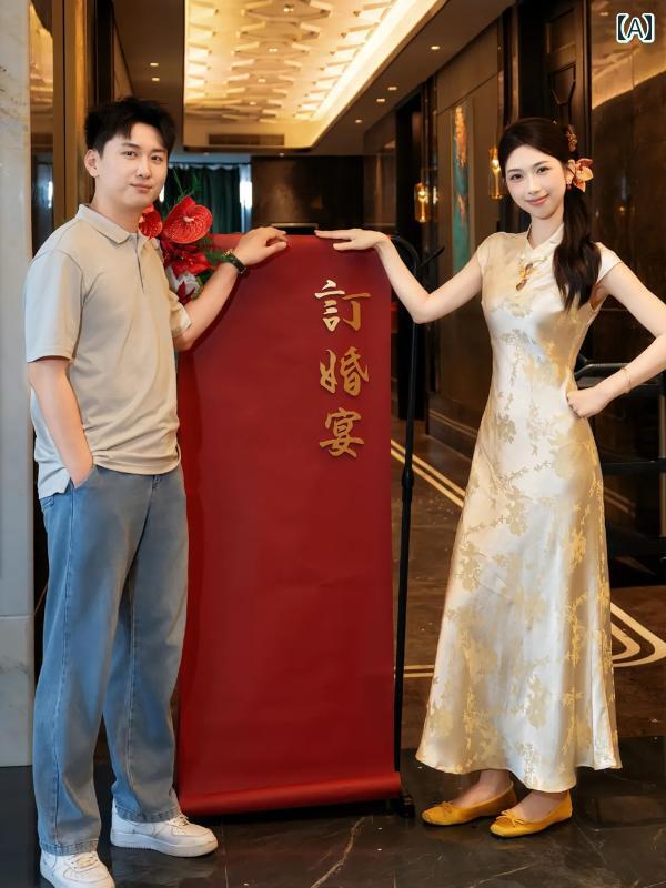 チャイナ ドレス スカート 新しい 中国 風の トースト ドレス 2025 新しい ブライダル ウェディングドレス 高級 ジャカード 婚約 チャイナ ドレス(4)