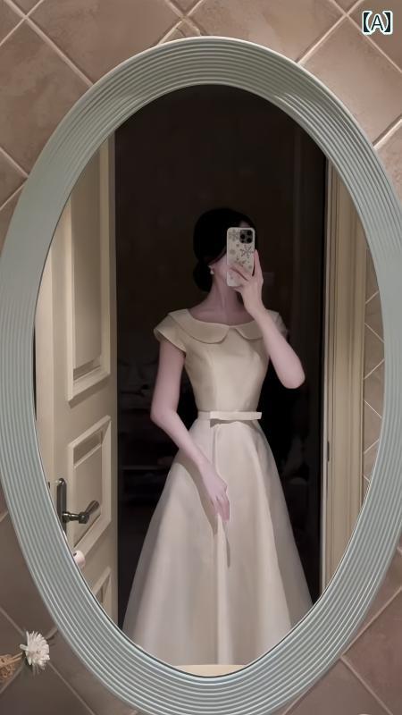 チャイナ ドレス スカート 女性の ための フランスの ドレス、 高級 セレブの 娘、 美しい 婚約 ドレス、小さな 白い ドレス、 重い ウエストの ロング スカート