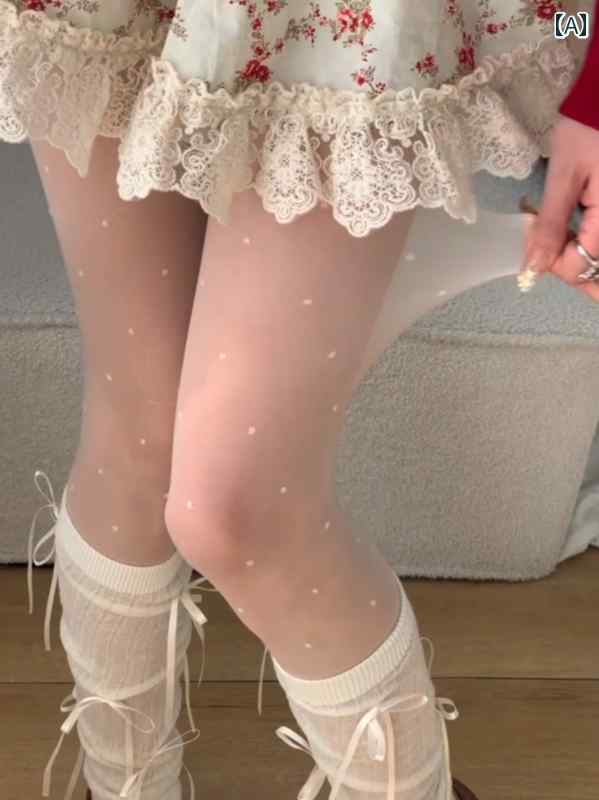 ストッキング レディース 秋 水玉 ストッキング 夏超 薄型 ホワイト フック 防止 ピュア デザイア 0 D ..