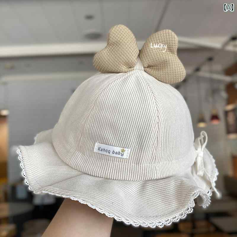 ベビー 帽子 春秋用 ベビー 帽子 春と 秋 韓国 版 弓形 女の子 漁師 帽子 調節 可能 女の子 ベビー サ..