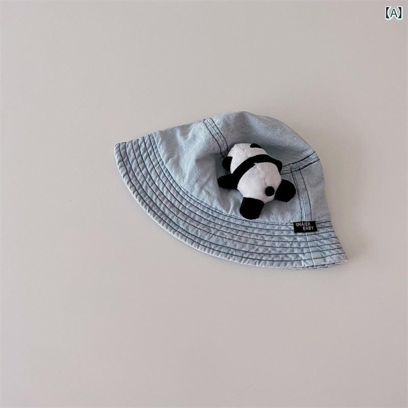 ベビー 帽子 春秋用 子供用 漁師 帽子 春と 秋 ベビー カウボーイハット 漫画 パンダ 洗面 器用 帽子 ..