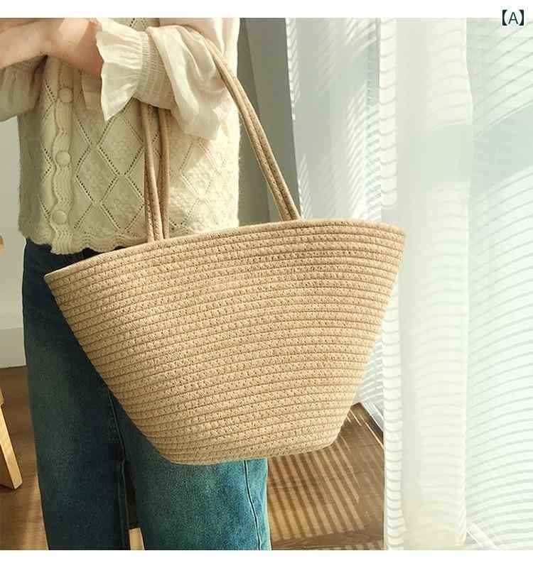バスケット バッグ フランス 編み バッグ レディース 2024年 夏 新作 ファッション ストロー ビーチ バ..