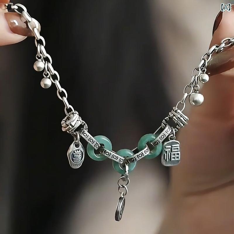 アンクレット レディース 925 シルバー レトロ ピース バックル 祝福 ブランド フォーチュン ジョイ アンクレット レディース エスニックスタイル オール...