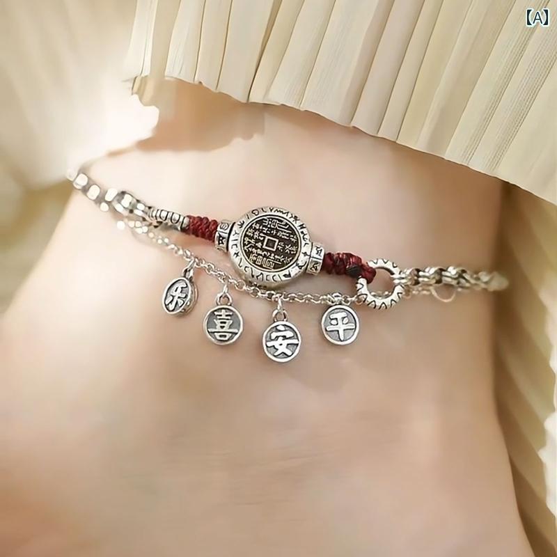 アンクレット レディース ヴィンテージ 925 シルバー 平和と 喜びの 山の 幽霊 ブランドの アンクレッ..