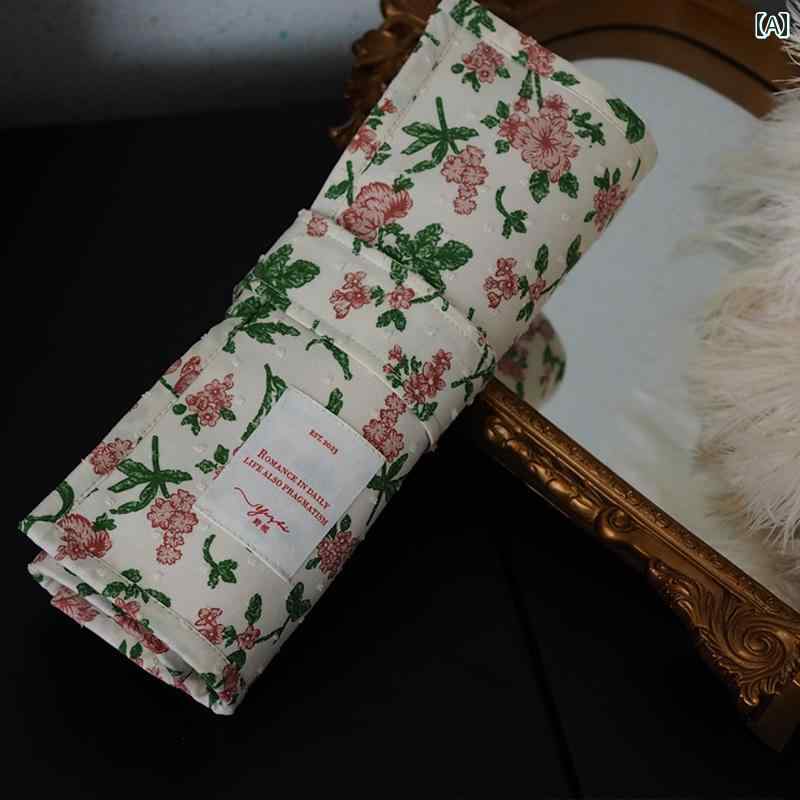 ジュエリー収納バッグ ワイルド ガーデニア オリジナル 文学 芸術的な高 価値 レトロ 花柄 旅行 ポータブル ローラー シャッター大 容量 ジュエリーリング 収納 バッグ