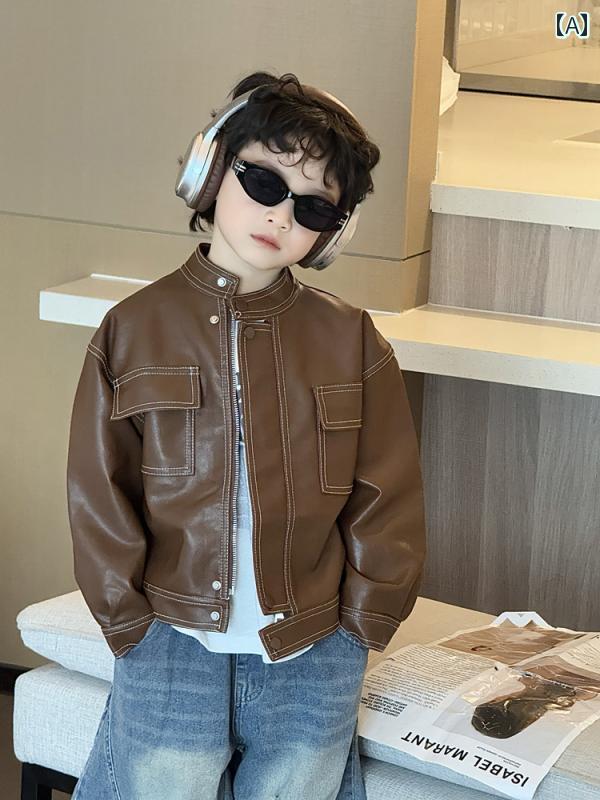 子供用レザージャケット 男の子用 レザージャケット 春秋 2025新 スタイル スタイリッシュな モーター ..