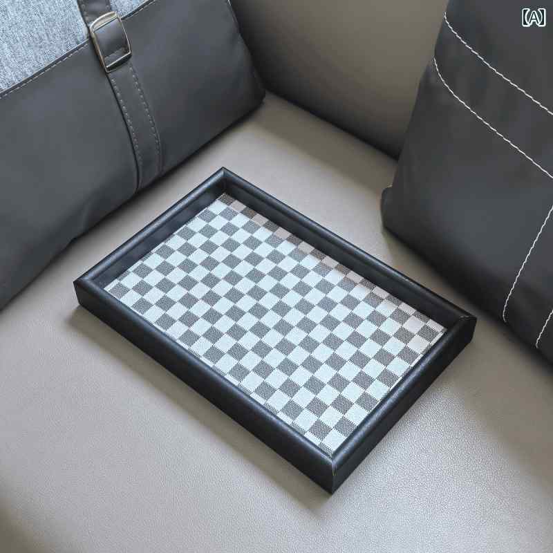 ディナープレート ティートレイ 新しい 黒の フレームの レザートレイ、 木製の 収納 トレイ、 収納 トレイ、 小物 収納 トレイ、 リビング ルームの デスク トップ トレイ