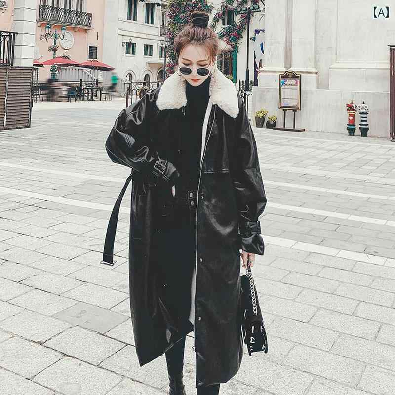 ダウンジャケット レディース 暖かい ダウンジャケット レディース 暖かい PU レザー パーカー レディース 2024 冬 デザイン ニッチ ハイ エンド 人気 プラス ベルベット 厚手 膝 丈 コットンジャケット