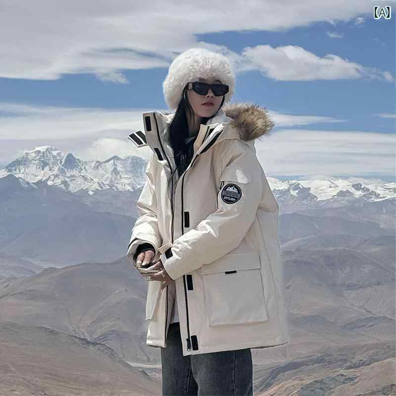 ダウンジャケット レディース 暖かい ダウンジャケット レディース 暖かい 作業 着 パーカー レディース 2025年 新作 冬 小型 厚手 大型 ファーカラー カップル 綿入り 綿 服 暖かく 防寒