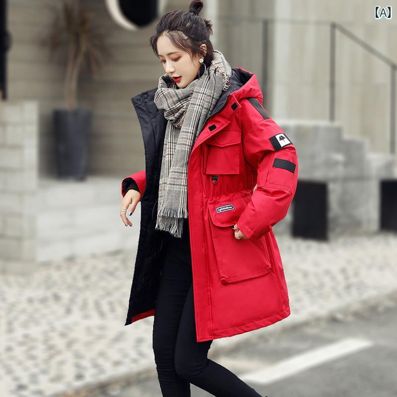 ダウンジャケット レディース 暖かい ダウンジャケット レディース 暖かい 冬 セールの 売れ 筋 ダウン ジャケット、 レディース、 ミドル 丈、 2025年 新作 ワークウェア、 ゆったり 厚手 カップル 冬 パーカー