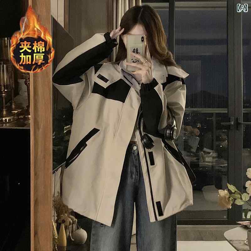 ダウンジャケット レディース 暖かい ダウンジャケット レディース 暖かい レディース 冬用 ジャケット、 小柄な 女の子向けの 厚手の アメリカン スタイルの 綿入り ジャケット、 太めの 女の子向けの 大きい サイズ（ 200 ジン）