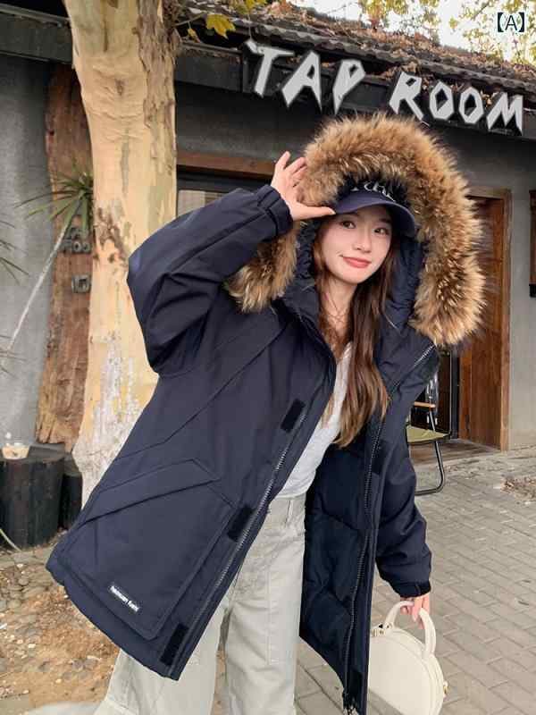 ダウンジャケット レディース 暖かい ダウンジャケット レディース 暖かい ワークウェア ダウン ジャケット レディース 2024 冬 新作 パーカー ミドル 丈 韓国 風 厚手大 毛皮 襟 ホワイトダックダウン ジャケット