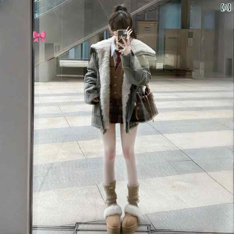 ダウンジャケット レディース 暖かい ダウンジャケット レディース 暖かい ラムウール パーカー レディース 2025年 冬 新作 ワークウェア コットンジャケット ジャケット 厚手 スリミング 小さい サイズ ジャケット