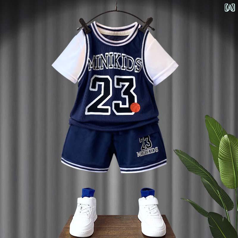 子供用バスケットボールユニフォーム 男の子の スーツ 夏の 薄い スタイル 2025 新しい 流行の ベビー ..