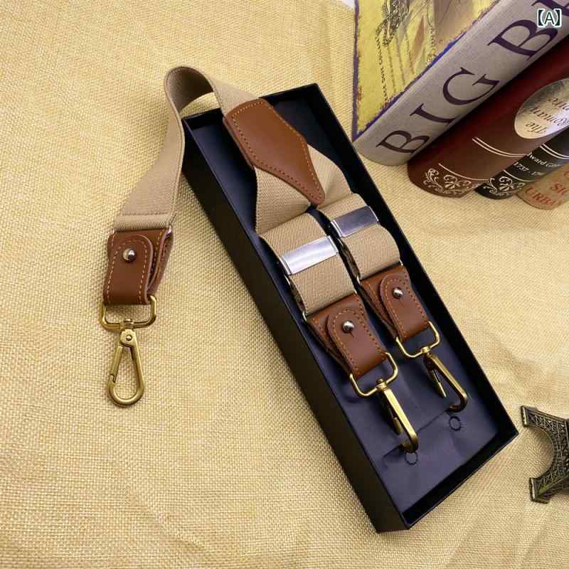 サスペンダー ベルト メンズ ズボン サスペンダー クリップ、 高度な レトロ Y 字型 英国 4 クリップ サスペンダー、 太った 人用の 伸縮性の ある 大人用 サスペンダー、 ギフト ボックス