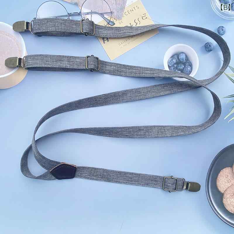 SEIYUショップのサスペンダー ベルト 英国の レトロな スタイルの 調節 可能な非 弾性 オーバー オール サスペンダー クリップ 4 クリップ 強力な クリップ リフティング ベルト 交換 ストラップ｜アングル2