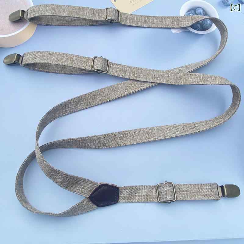 SEIYUショップのサスペンダー ベルト 英国の レトロな スタイルの 調節 可能な非 弾性 オーバー オール サスペンダー クリップ 4 クリップ 強力な クリップ リフティング ベルト 交換 ストラップ｜アングル3