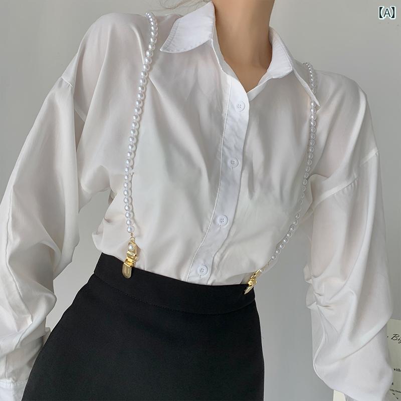 サスペンダー ベルト 女性用 サスペンダー、 新しい スタイルの 装飾 スーツ シャツ、 ウエストを 引き締める 多 用途の パール、 高級 ガードル デザイン、 ニッチ ベルト