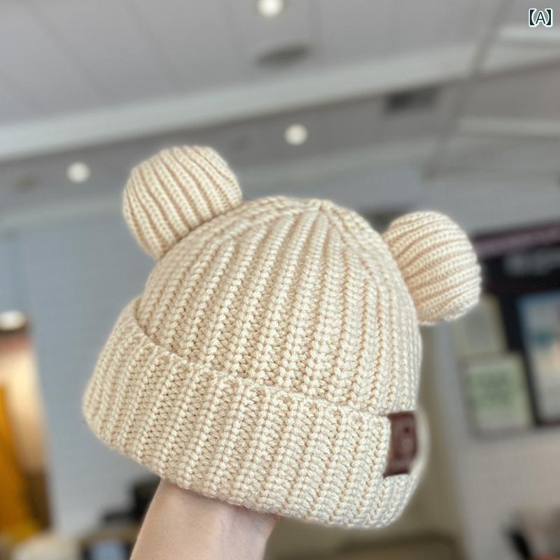 子供用 ニット帽 かわいい ベビー 帽子 秋 冬 スタイル 男の子 ニット 暖かい ウール 帽子 冬 かわいい..