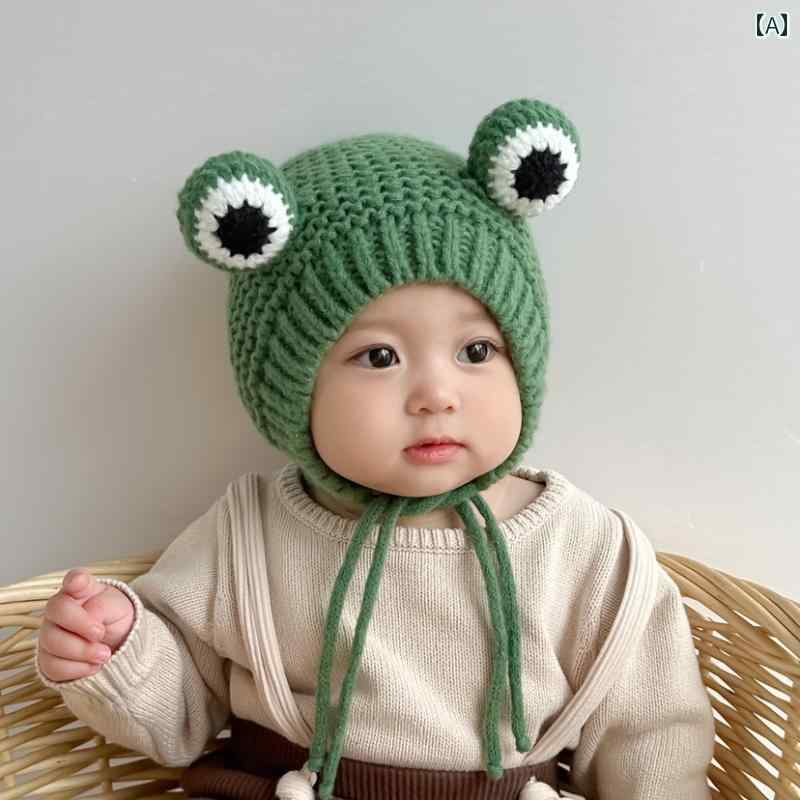 子供用 ニット帽 かわいい 秋と 冬の 赤ちゃんの 男の子と 女の子の プリンセス レース 3ヶ月 - 2歳の 子供の 耳の 保護 ニット 暖かい ウールの 帽子